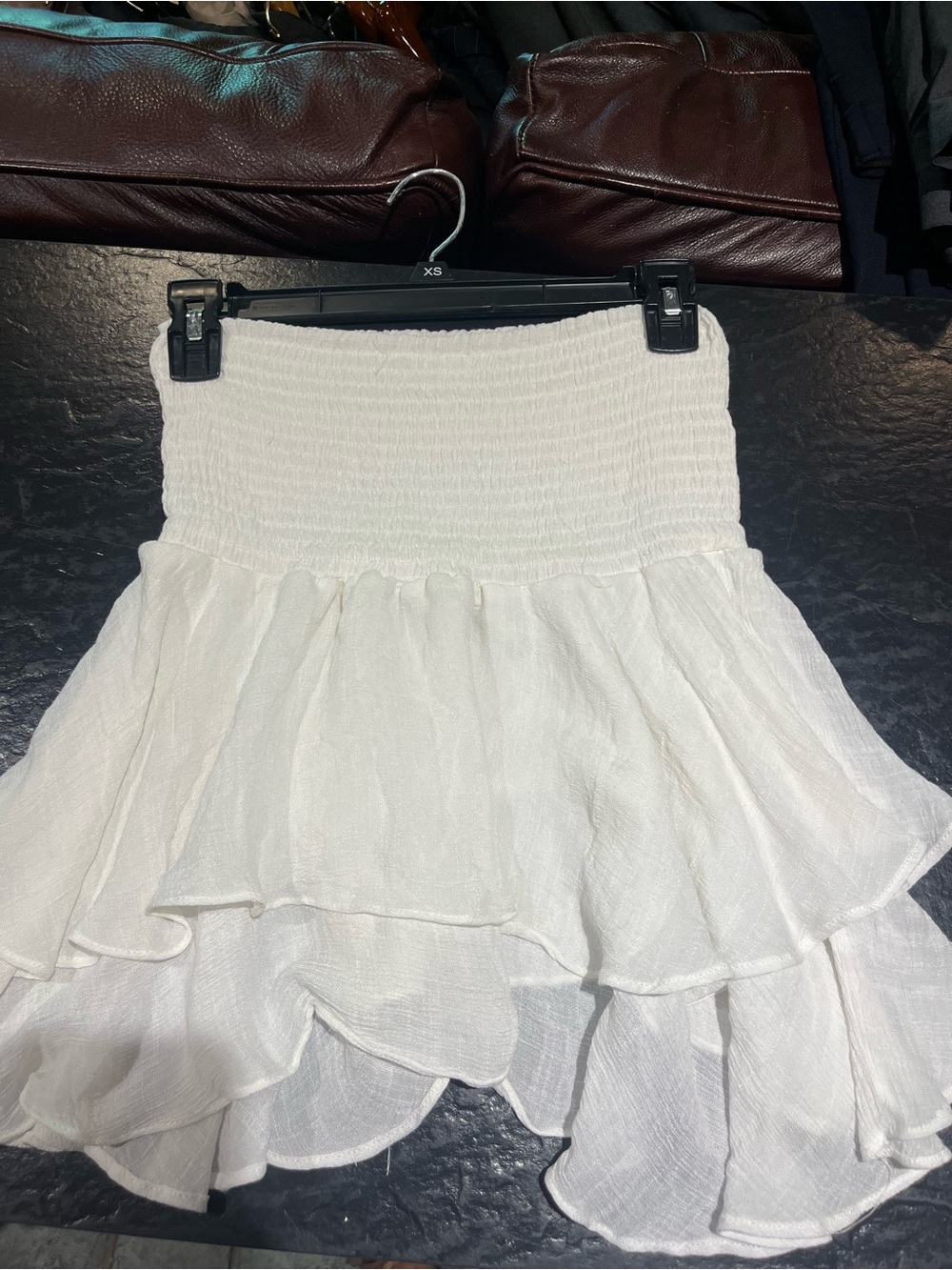 Amazon White Tiered Ruffle Mini Skirt